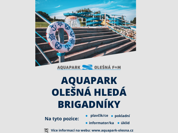 Aquapark Olešná hledá brigádníky